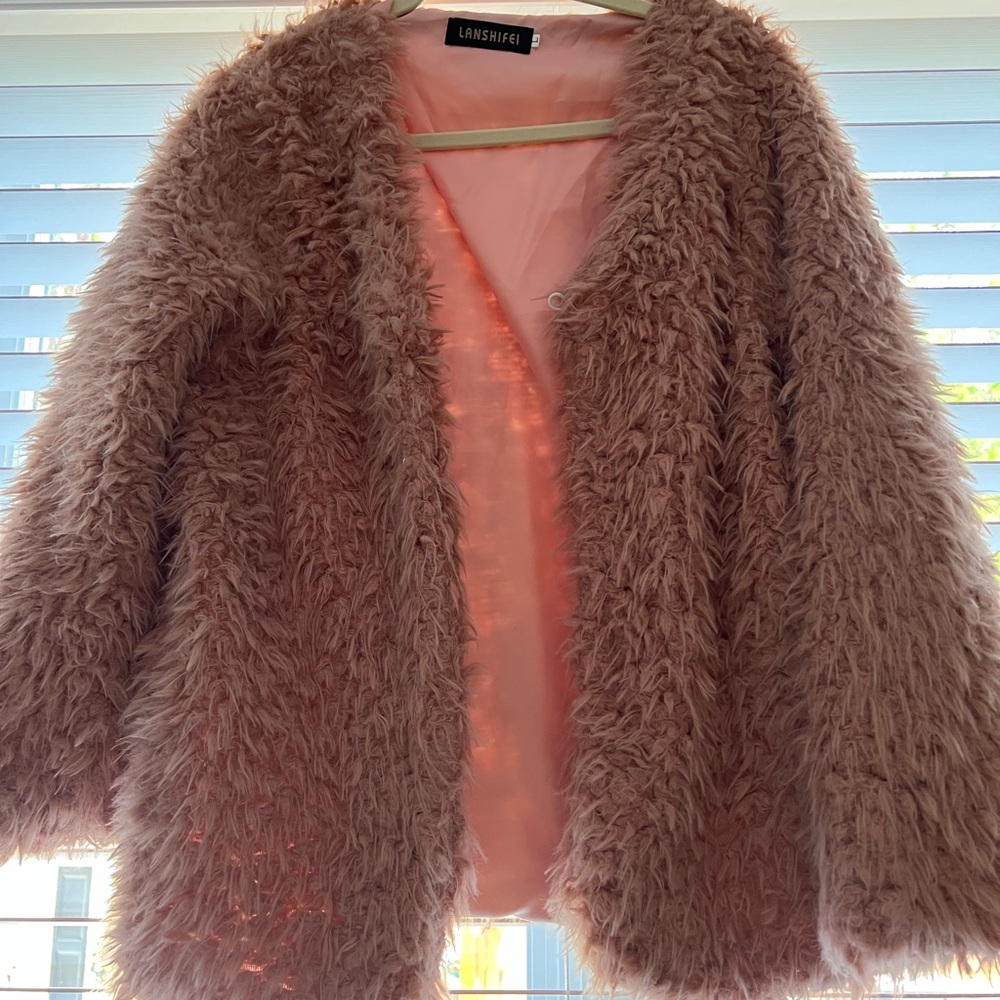 Nasty gal pink fuzzy coat